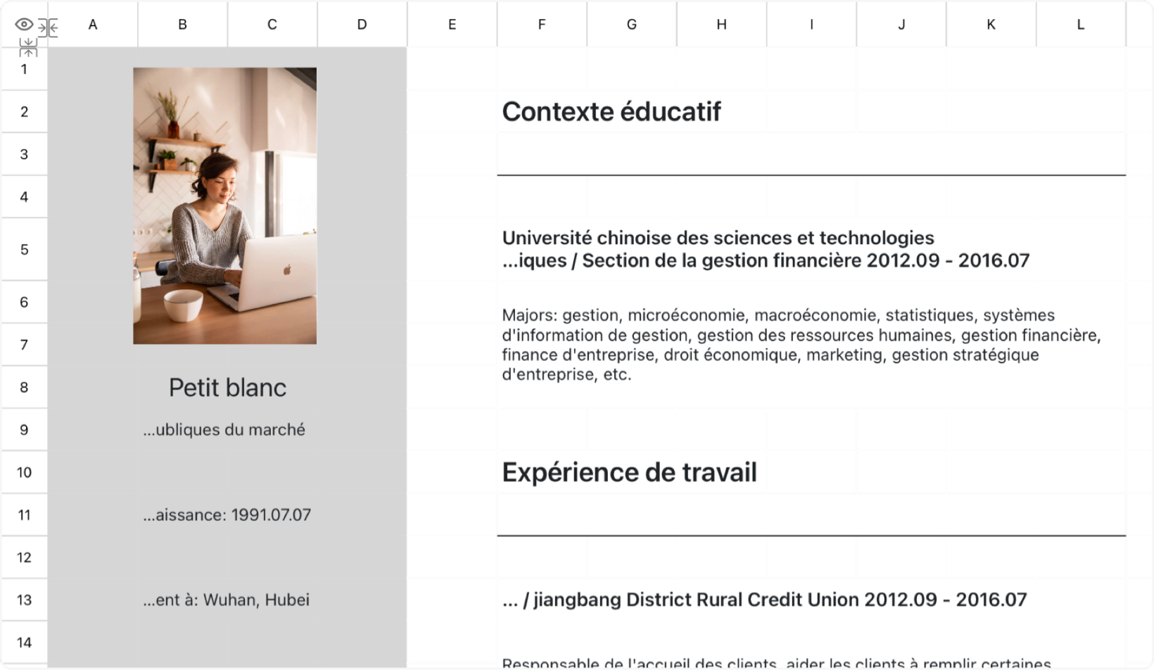 CV des relations publiques du marché